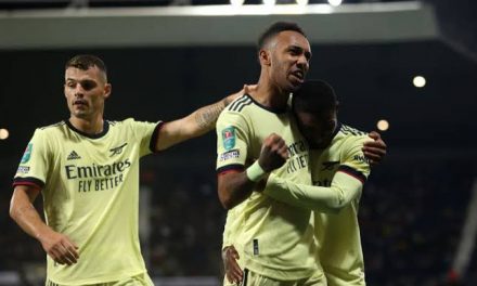 Arsenal To Face Wimbledon FC In Carabao Cup Third Round; As Aubameyang Scores Hat trick Against West Brom