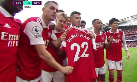 Martinelli Scores In Arsenal’s 5-0 Win Over Nottingham Forest, As Martinelli Celebration