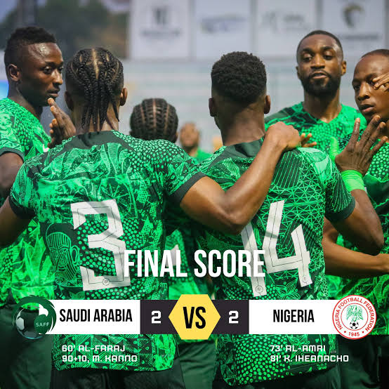 Saudi Arabia Salvage Draw Against Super Eagles International Friendly