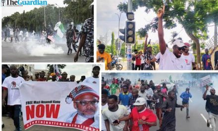 : #FreeNnamdiKanu: Sowore, Others Flee As Military Fire Teargas, Live Bullets To Disperse Protesters 