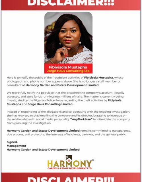 Harmony Garden Alerts Public as Ex-Staff Faces Probe for Alleged Financial Fraud